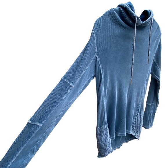 Buckle Black Pieced Thermal Knit Hoodie Streetwear Waffle Grunge Distressed-M - Picture 7 of 13